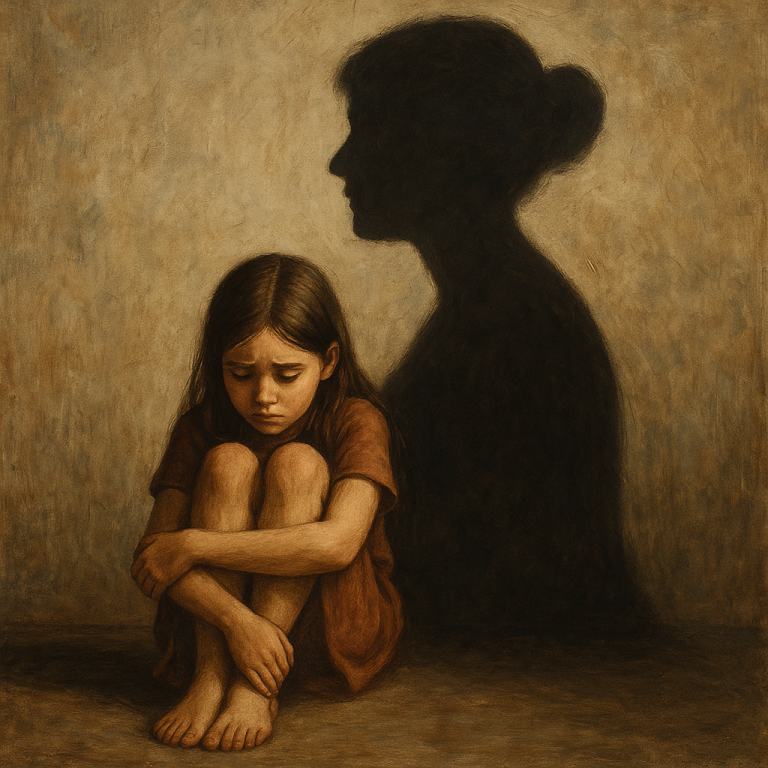 Junges Mädchen im Schatten einer narzisstischen Mutter